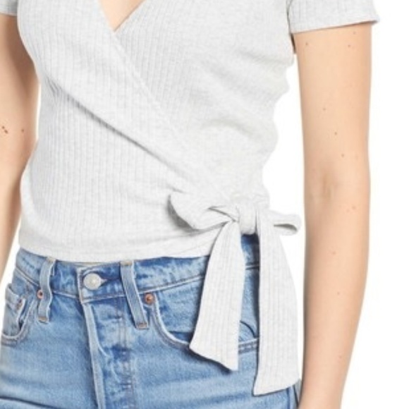 SOLD BP Ribbed Side Tie Wrap Tee Grey 4X Nordstrom - Picture 3 of 3